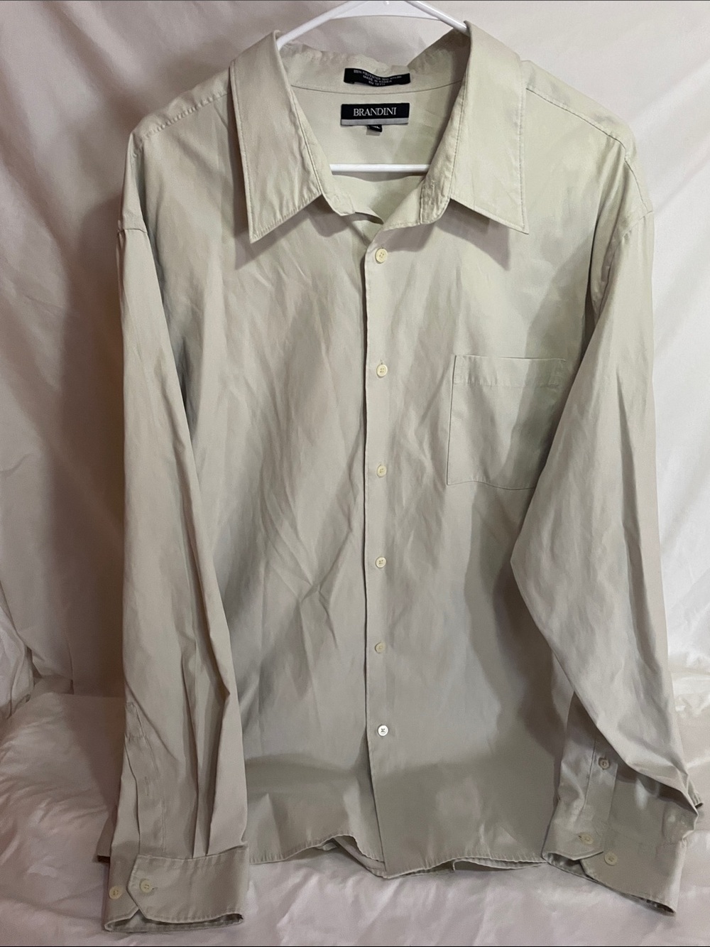 Brandini Men's Classic Long-Sleeve Dress Shirt in Light Beige